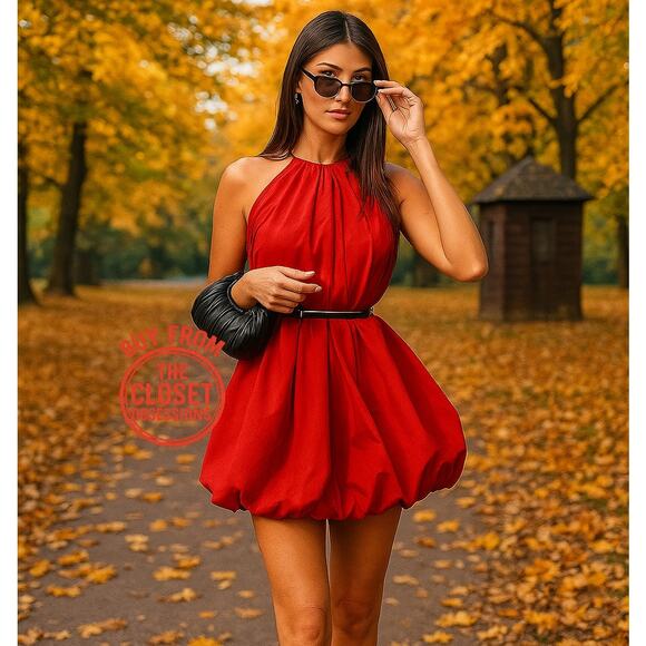 RARE!!! ZARA BLOGGER FAVE!!! Red Halter Neck Short Dress NWT ❤️ - Picture 6 of 16